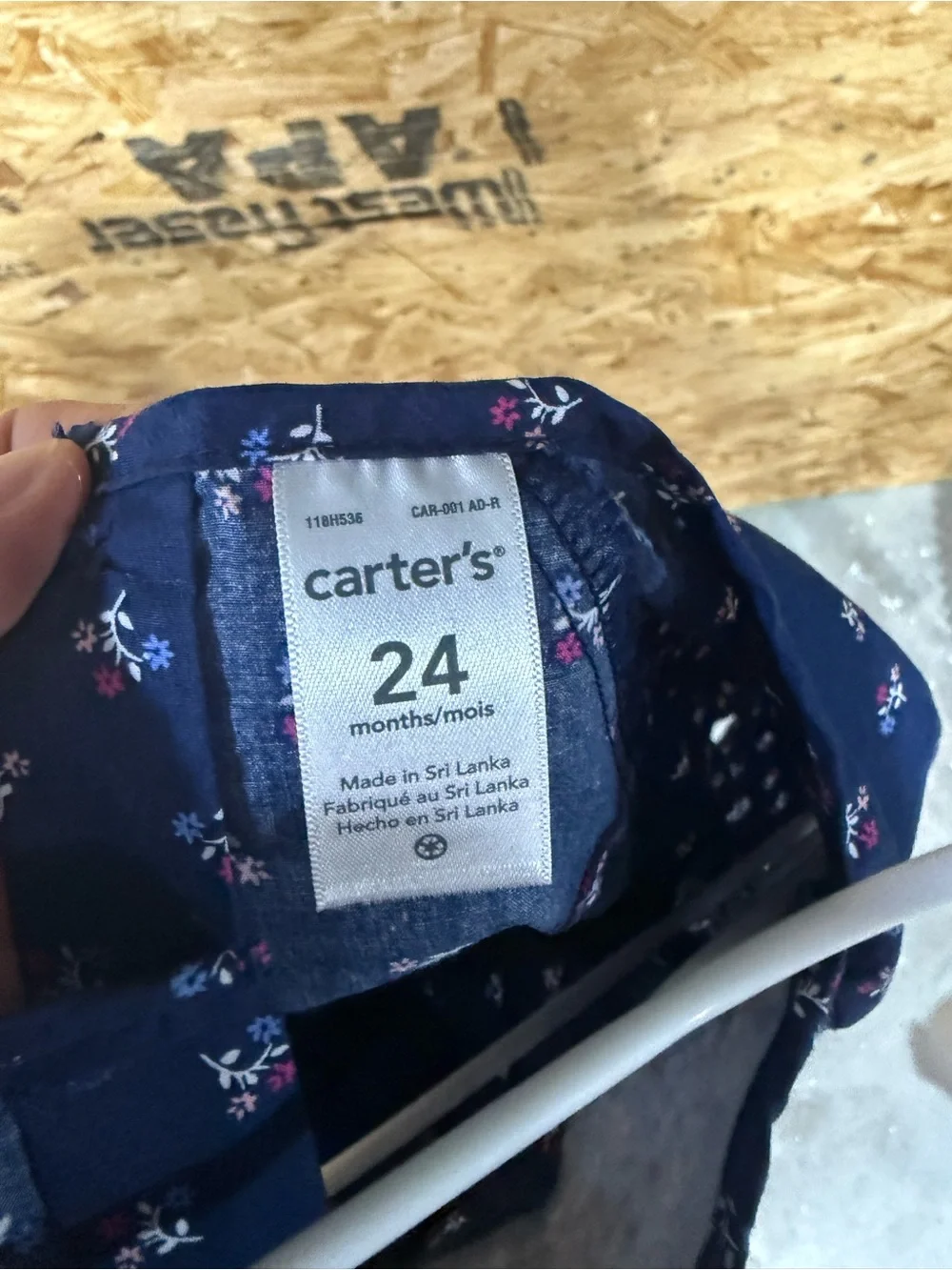 Carter's Navy Floral Dress with Pink Embroidered Yoke